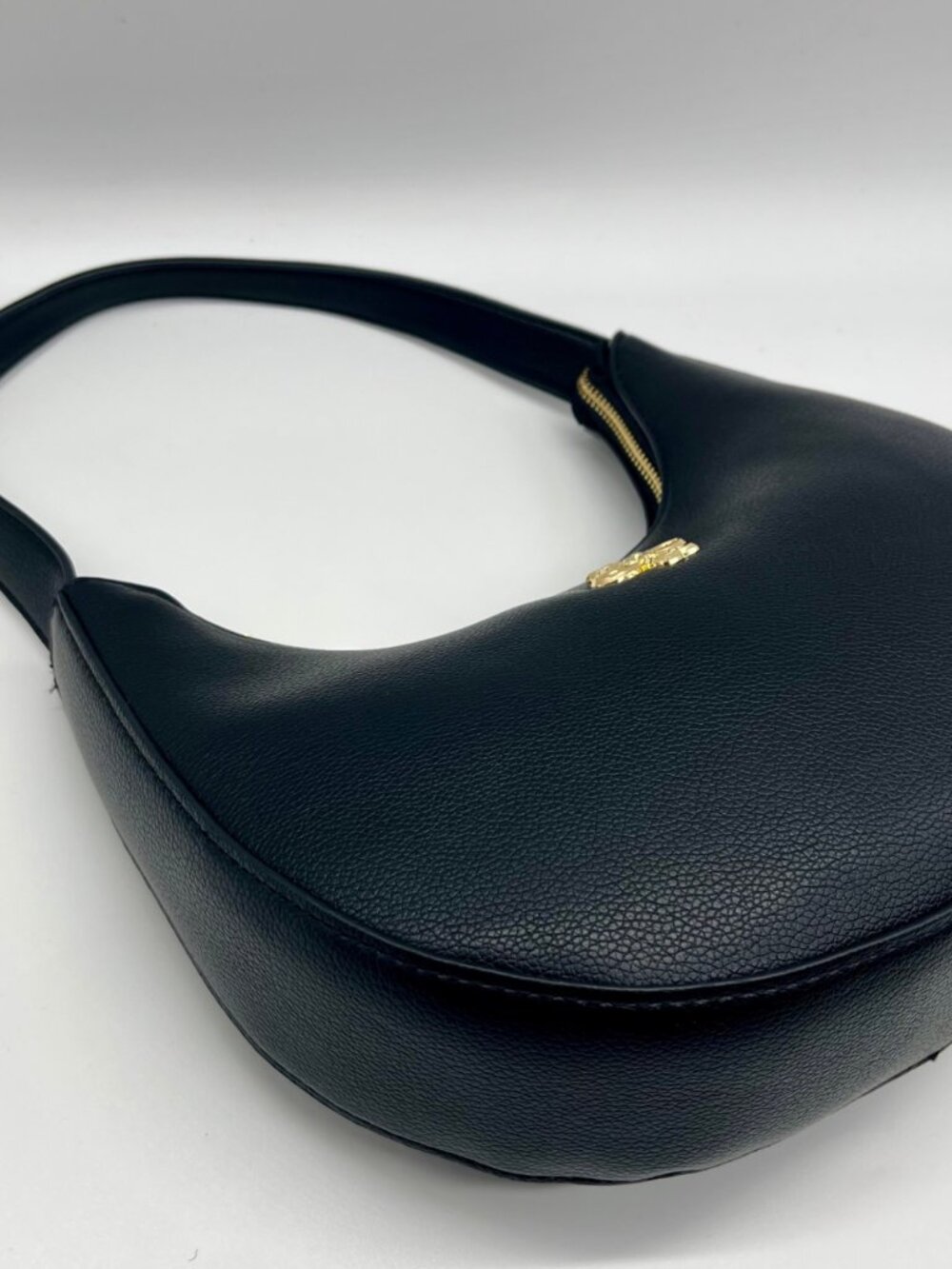Like Dreams Black Vegan Leather Half Moon Shoulder Bag - Picture 7 of 11